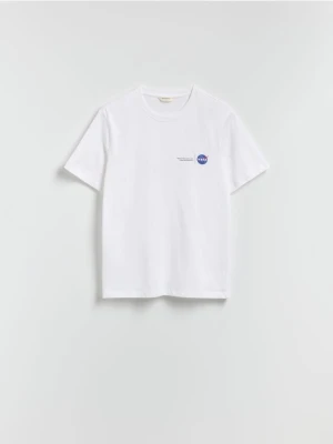 Reserved - T-shirt z nadrukiem NASA - biały