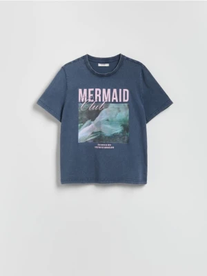 Reserved - T-shirt z nadrukiem - niebieski