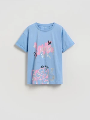 Reserved - T-shirt z nadrukiem - niebieski