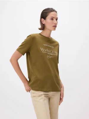 Reserved - T-shirt z nadrukiem - oliwkowy