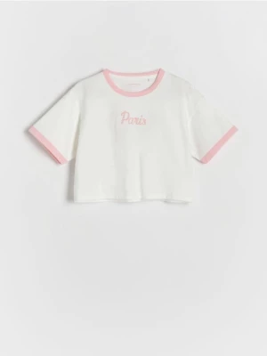 Reserved - T-shirt z nadrukiem - pastelowy róż