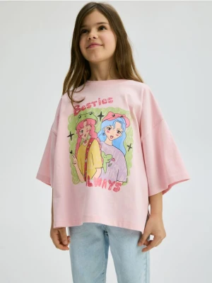 Reserved - T-shirt z nadrukiem - pastelowy róż