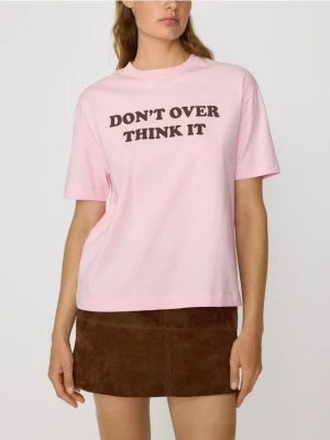 Reserved - T-shirt z nadrukiem - pastelowy róż