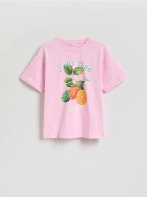 Reserved - T-shirt z nadrukiem - pastelowy róż