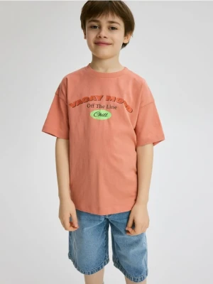 Reserved - T-shirt z nadrukiem - pastelowy róż