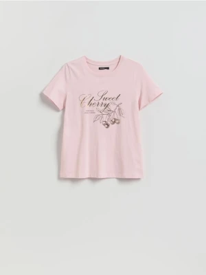 Reserved - T-shirt z nadrukiem - pastelowy róż