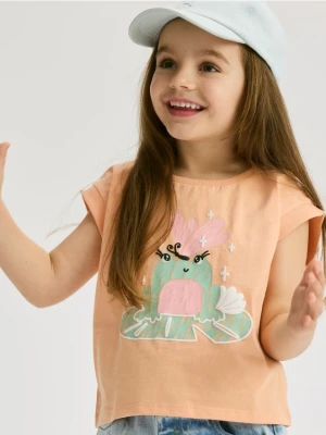 Reserved - T-shirt z nadrukiem - pomarańczowy