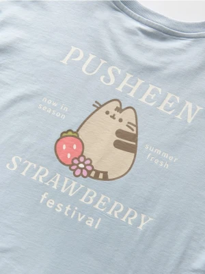Reserved - T-shirt z nadrukiem Pusheen - jasnoniebieski