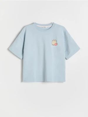Reserved - T-shirt z nadrukiem Pusheen - jasnoniebieski