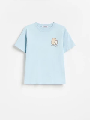 Reserved - T-shirt z nadrukiem Pusheen - jasnoniebieski