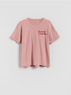 Reserved - T-shirt z nadrukiem - różowy