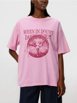 Reserved - T-shirt z nadrukiem - różowy