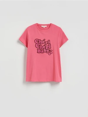 Reserved - T-shirt z nadrukiem - różowy