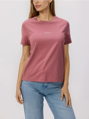 Reserved - T-shirt z nadrukiem - różowy