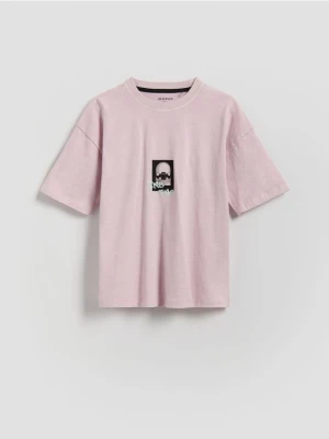 Reserved - T-shirt z nadrukiem - różowy