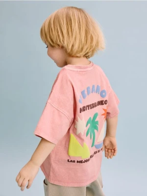 Reserved - T-shirt z nadrukiem - różowy