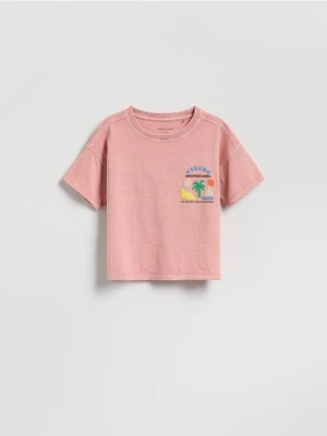 Reserved - T-shirt z nadrukiem - różowy