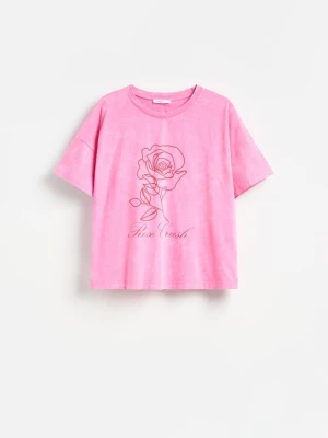 Reserved - T-shirt z nadrukiem - różowy