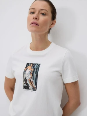 Reserved - T-shirt z nadrukiem Tamara Łempicka - biały
