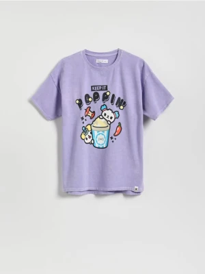 Reserved - T-shirt z nadrukiem Toca Boca - lawendowy