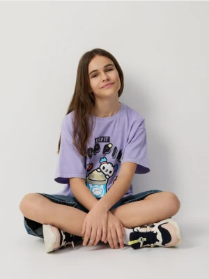 Reserved - T-shirt z nadrukiem Toca Boca - lawendowy