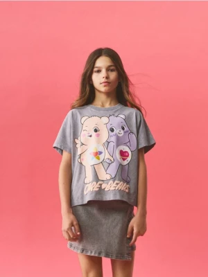 Reserved - T-shirt z nadrukiem Troskliwe Misie - ciemnoszary