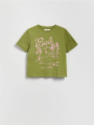 Reserved - T-shirt z nadrukiem - zielony