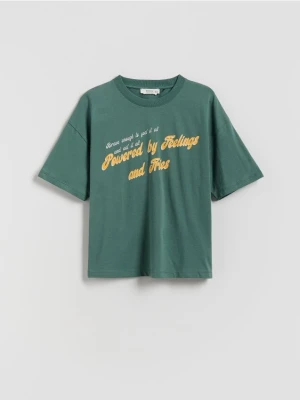 Reserved - T-shirt z nadrukiem - zielony