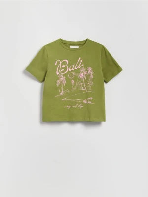 Reserved - T-shirt z nadrukiem - zielony