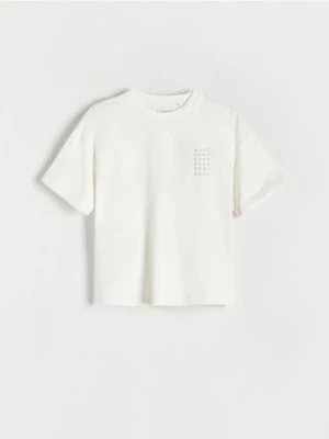 Reserved - T-shirt z nadrukiem - złamana biel