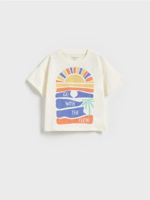 Reserved - T-shirt z nadrukiem - złamana biel