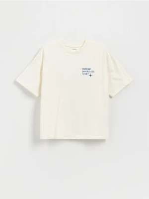 Reserved - T-shirt z nadrukiem - złamana biel