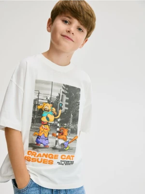 Reserved - T-shirt z nadrukiem - złamana biel