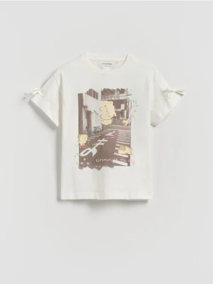 Reserved - T-shirt z nadrukiem - złamana biel