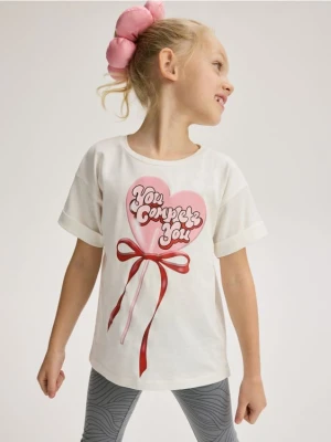 Reserved - T-shirt z nadrukiem - złamana biel