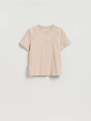 Reserved - T-shirt z nadrukiem - złamana biel