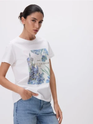 Reserved - T-shirt z nadrukiem - złamana biel