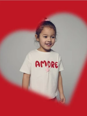 Reserved - T-shirt z nadrukiem - złamana biel