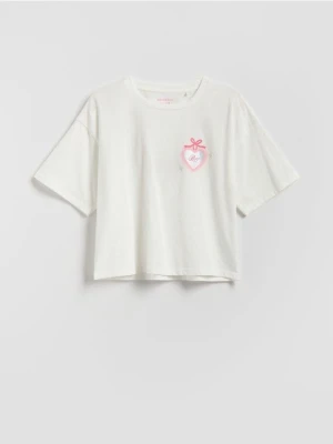 Zdjęcie produktu Reserved - T-shirt z nadrukiem - złamana biel