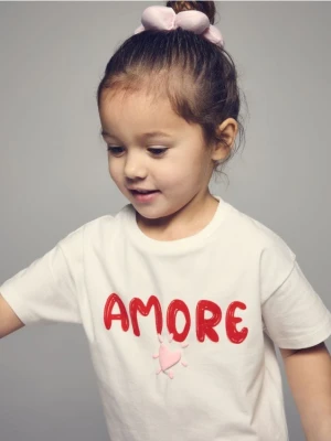 Reserved - T-shirt z nadrukiem - złamana biel