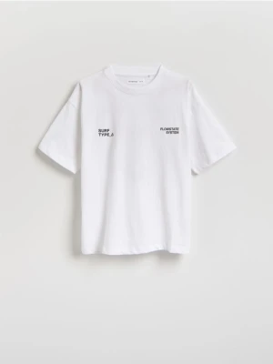 Reserved - T-shirt z nadrukiem - złamana biel