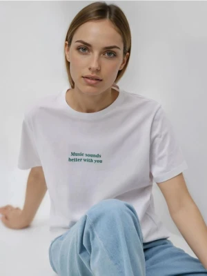 Zdjęcie produktu Reserved - T-shirt z napisem - biały