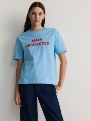 Reserved - T-shirt z napisem - jasnoniebieski
