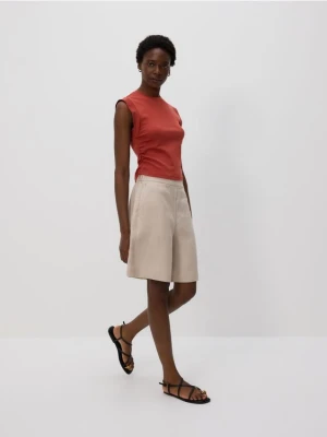 Reserved - T-shirt z ozdobnym marszczeniem - miedziany