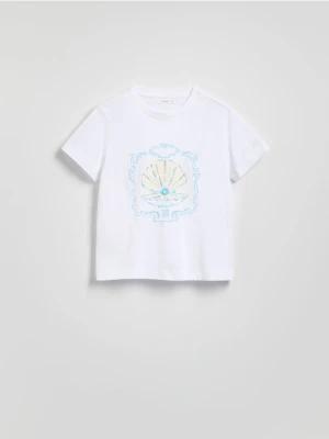 Zdjęcie produktu Reserved - T-shirt z ozdobnym nadrukiem - biały