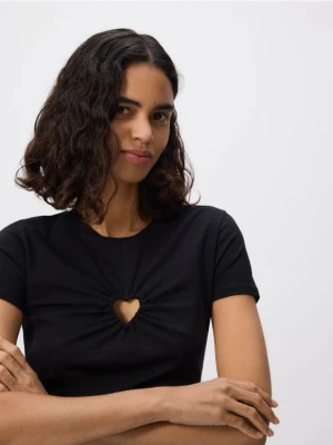 Reserved - T-shirt z ozdobnym wycięciem - czarny