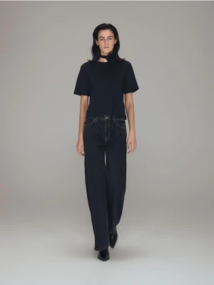 Reserved - T-shirt z różą - czarny