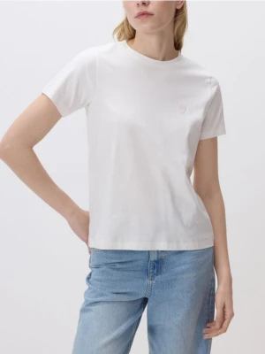 Reserved - T-shirt z sercem - złamana biel