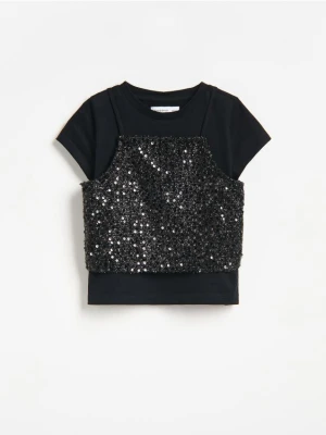 Reserved - T-shirt z topem - czarny