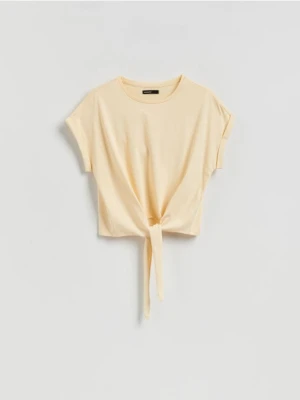 Reserved - T-shirt z wiązaniem - jasnożółty